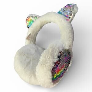 Sparkle My Universe Girls Ear Muffs OS White Sparkle Shimmer Ears Faux Fur